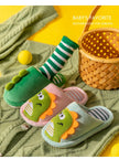 Children Cartoon Dino Fur Slipper Soft Autumn Winter Warm Princess Baby Boys Girl Indoor Home Bedroom Cotton Fleece Fur Shoes