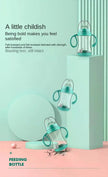 Baby Silicone Feeding Bottles Infant Drop-proof Milk Bottle with Straw Child Anti-hot Handle Drinking Bottle Baby Milk Feeding