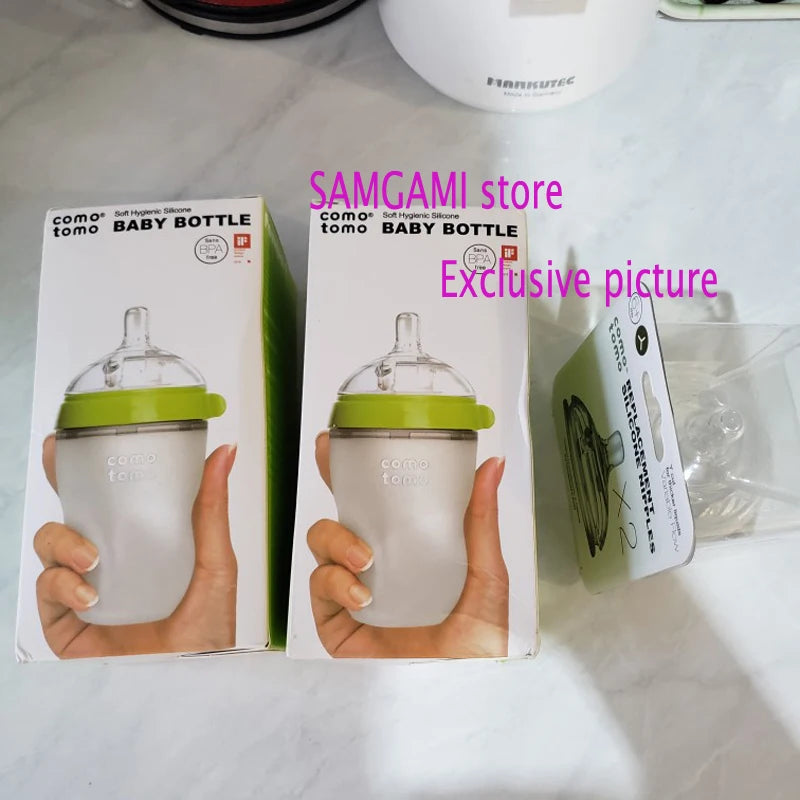 Silicone Baby Bottle Green/Pink 5 oz and 8 oz Baby Bottles 2 Pack BPA free Feeding bottle children kids