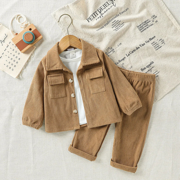 Baby Clothing Solid Set,Autumn Winter New Baby Boy's Long Sleeve Suit Shirt Coat+Pant Cool 3-24M Two-piece ClothesSet