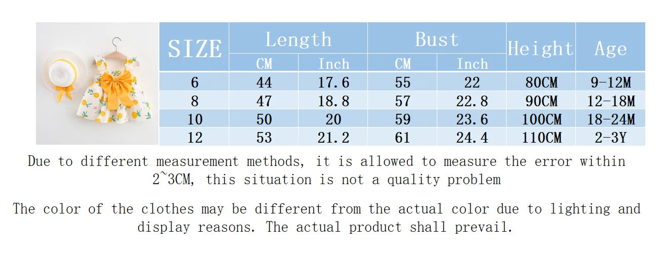 2 PcsSummer New Full of Fruit Print Big Bow Cotton Skirt Girl's Cotton Skirt Free Straw Hat