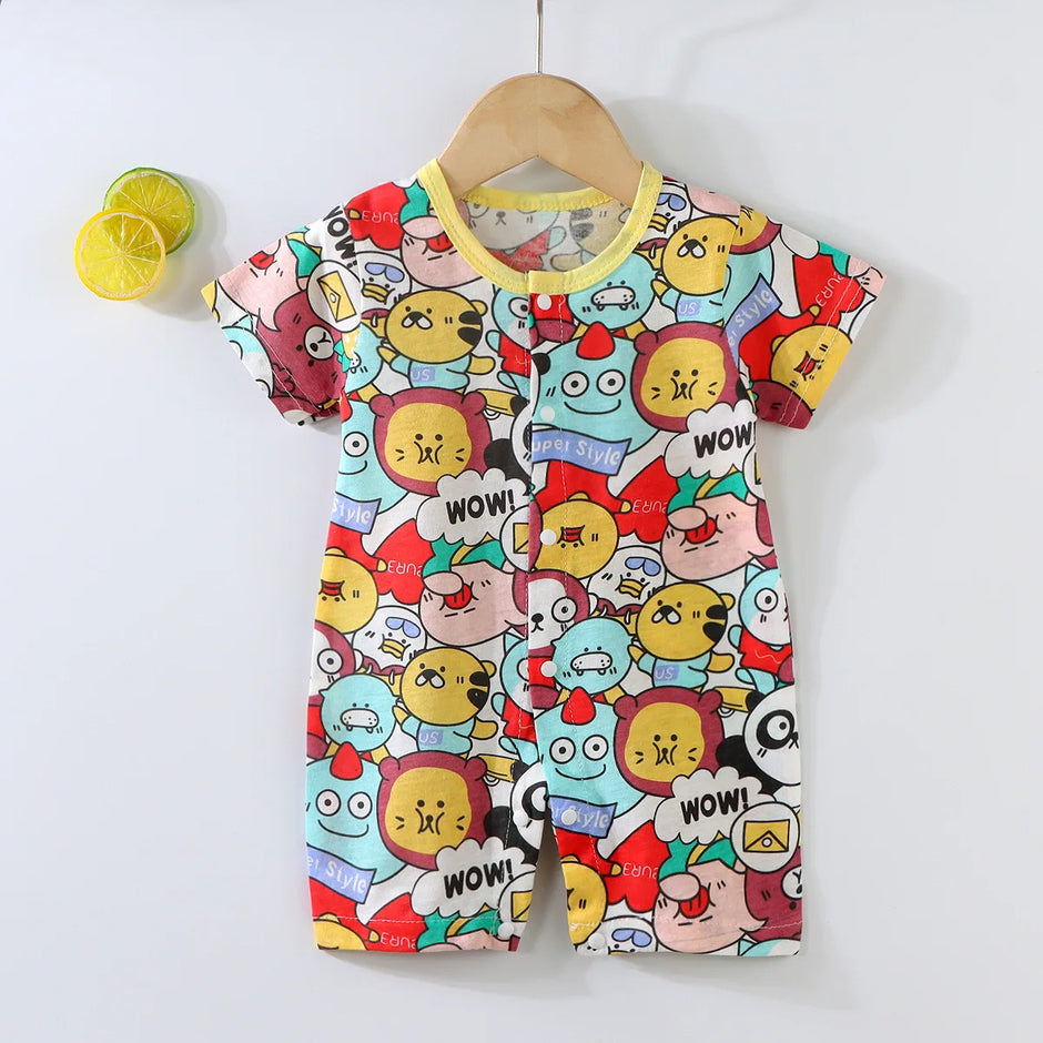 New Baby Onesies Climbing Clothes Pure Cotton Summer Newborn Boys Girls Rompers Short-Sleeved Thin Harness Infant Clothes