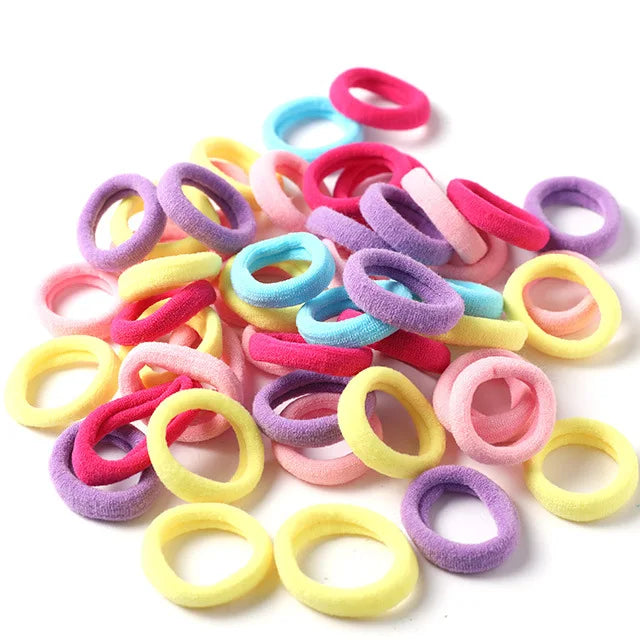 50pcs 3cm Candy Color Nylon Elastic Hair Bands Rubber Bands Scrunchies Hair Ropes Ponytail Holder Hair Accessories Set Black Red