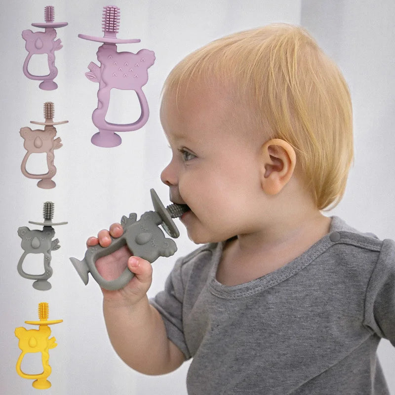 Animal Koala Safe Toddle Teether Chew Toy Teething Ring Infant Baby Silicone Training Toothbrush BPA Free Rodent Baby Accessorie