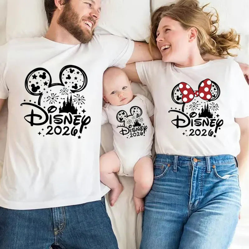 Disney Trip Mickey Minnie Mouse Family Matching Shirts Cotton Dad Mom Bro Sis Kids T Shirt Baby Rompers Matching Clothes