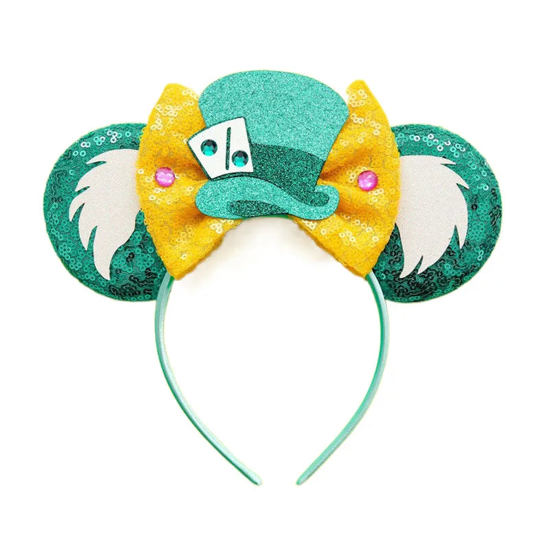 2025 New Style Mickey Minnie Ear Headband Sequin Bows Girl Adult Kids Halloween Party Cosplay Hair Accessories Princess Hairband