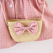 2PCS/SETSummer Girls' Dress New Foreign Trade Sweet Love Embroidered Lapel Simple Plaid Tank Top Skirt Strap Bag