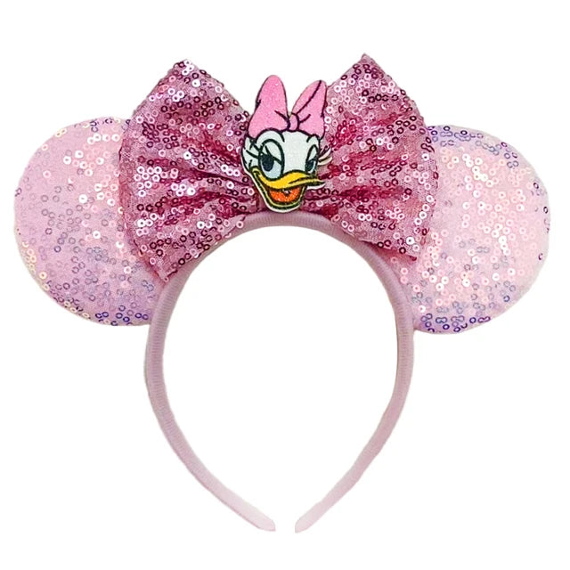 Mickey Mouse Ears Headbands for Baby Girls Daisy Duck Hairbands Donald Duck Headwear Adults Women Bows Hair Accessories
