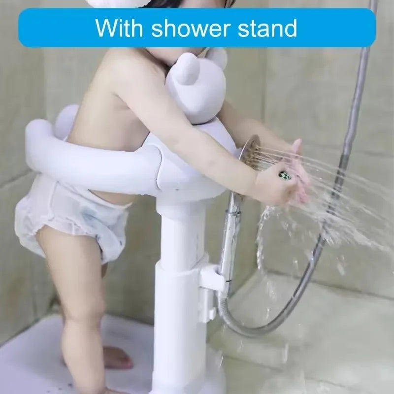 Baby Standing Bath Adjustable Height hildren's Bath Device Bath Stand Folding Shower for New born 0-6 Months Infants