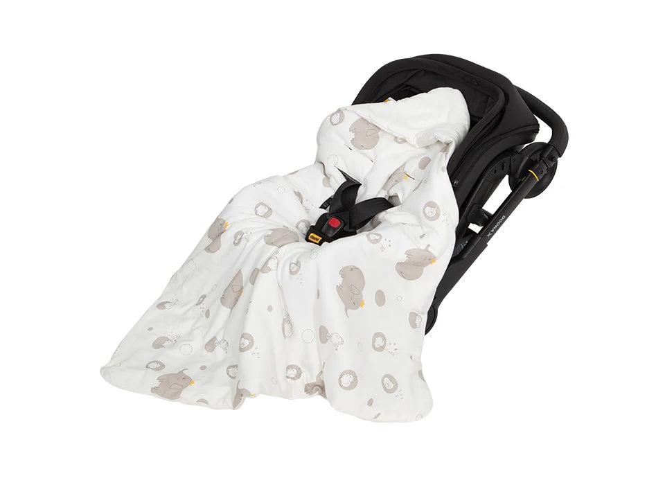 Newborn Baby Blanket With Windproof Hooded In Infant Car Seat Warm For Newborn Hospital Discharge Grey Elephant 0-6 Months