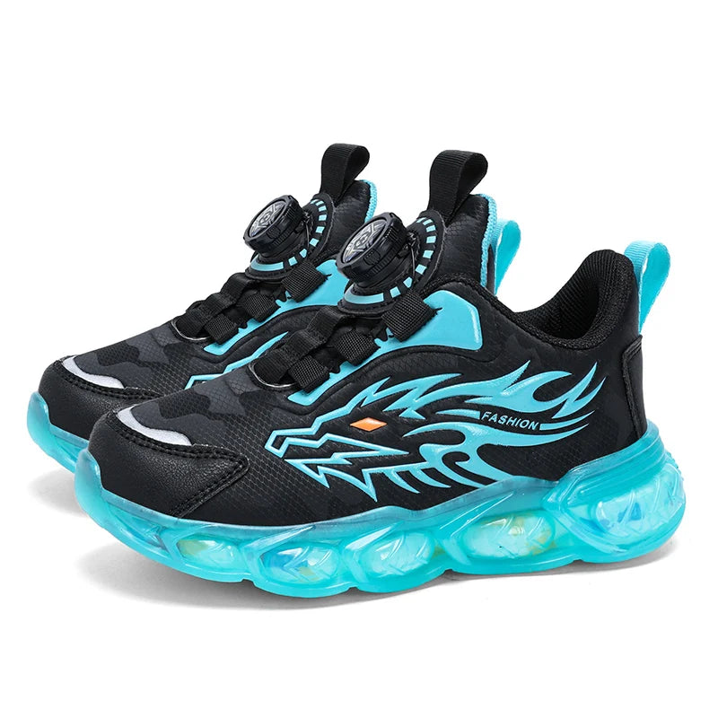 New Anti-skid Leather Kids Sneakers for Boys Running  Walking Lightweight Casual Shoes With Fashion Dragon Pattern Size 28-39