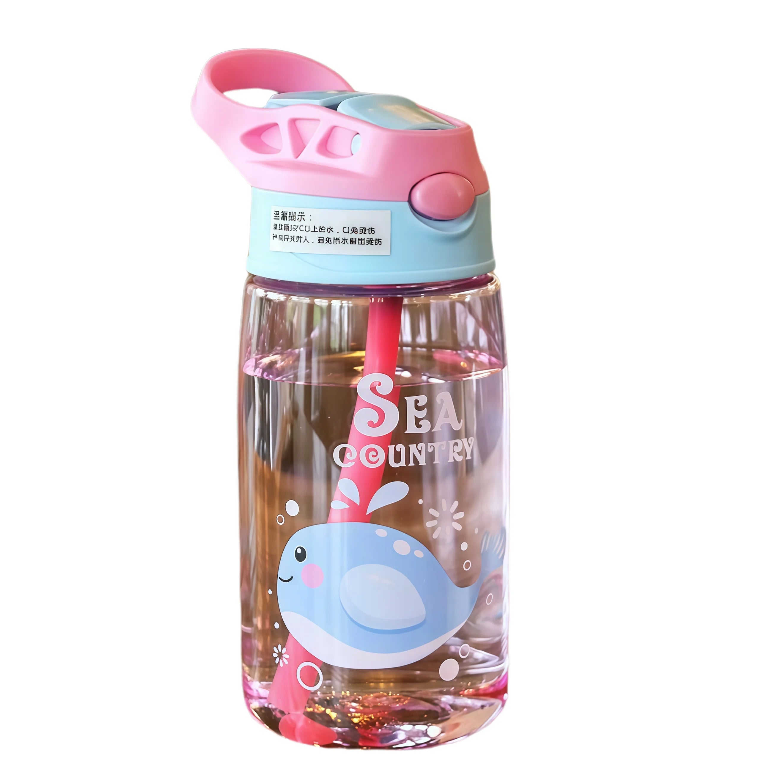 480ML Kids Handheld Portable Cartoon Pattern Water Sippy Cup Feeding Cup with Straws Leakproof Bottle For Outdoor Sports
