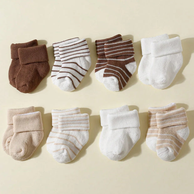 4 Pairs Baby Socks 0-12 Months, Non-Slip Infant Soft Socks for Boys and Girls, Newborn Baby Cute Ankle Socks Spring and Autumn