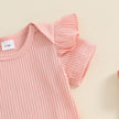 0-18months infant Girls Shorts Set Short Sleeve Romper Flower Print Suspender Shorts Summer Outfit for Baby girls