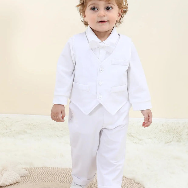 Baby Boys Suit Infant Formal Outfit Wedding 1st Birthday Dress Outfits Newborn Bodysuit Vest  Pants Gentleman Clothes Sets
