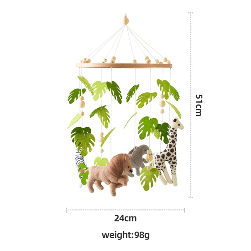 Baby Crib Mobile Rattle Toy For 0-12 Months Cartoon Felt Forest Animal Bed Bell Hanging Wooden Bracket Mobile Newbaby Rattle Toy
