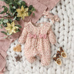 Baby Girls Summer Long Sleeve Printing Love With Bowknot  For Casual Daily Cotton Jumpsuit
