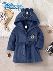 【Officially Licensed】Disney Mickey Mouse Spring and Autumn Style Baby Boy Home Robe Cute Cartoon Mickey Mouse Head Print Belted Hooded Robe Children's Daily Casual Skin-Friendly Soft Warm Comfortable Children's Clothing B