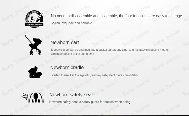 2025 New Baby Stroller 4in1 Multifunctional Newborn Baby Stroller 3in1 Foldable Basket Type Seat Lightweight Travel Pram