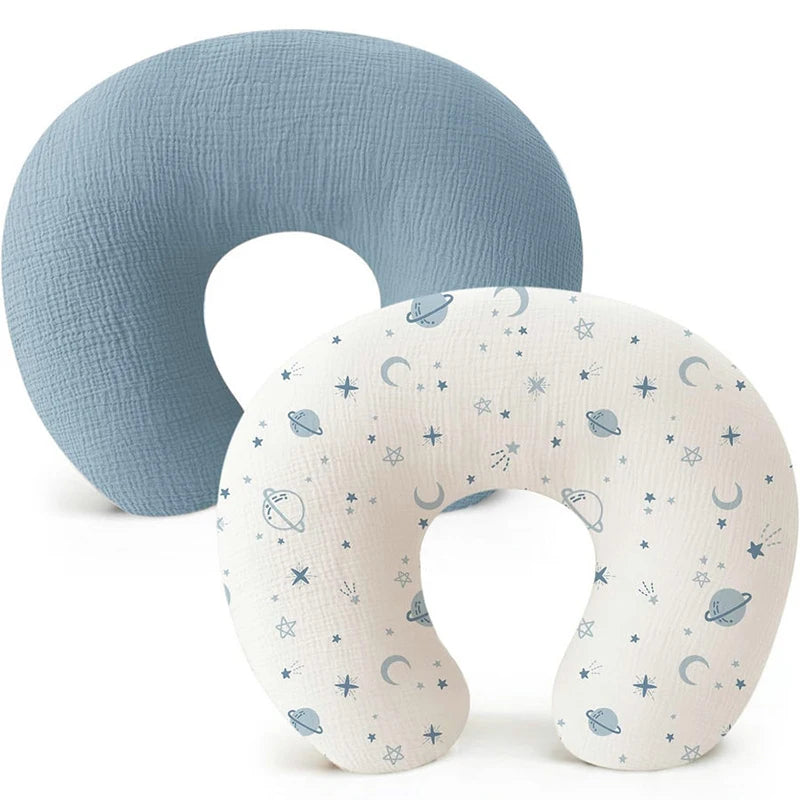 2PCS/set Nursing Pillow Cover for Breastfeeding Pillows Ultra-Soft Muslin Cotton Baby Nursing Pillow Fits Newborn Feeding Pillow