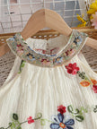 Summer New Arrival Girls' Colorful Embroidered Lace Floral Embroidery Craftsmanship Double-Layer Sleeveless Short-Sleeve Top & E