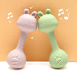 Food-Grade Baby Bunny Silicone Rattle Teether – Dumbbell Shape for Easy Grip, Handheld Toy for Infants