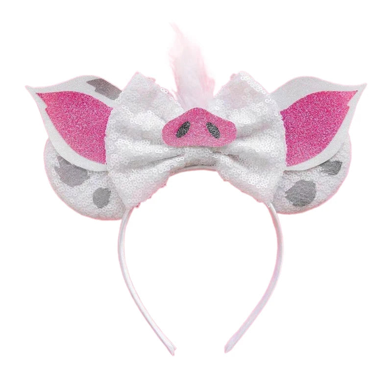 2025 New Style Mickey Minnie Ear Headband Sequin Bows Girl Adult Kids Halloween Party Cosplay Hair Accessories Princess Hairband
