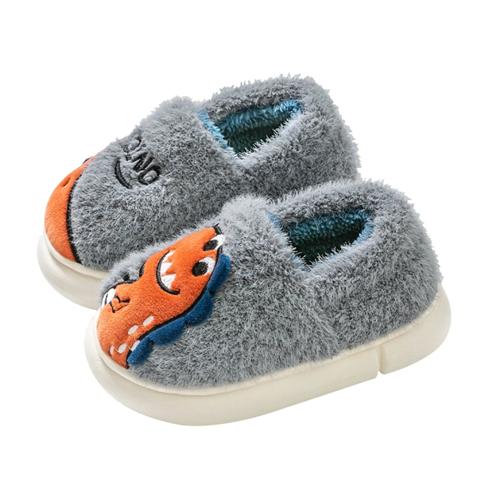 Fashion And Winter Children Slippers Boys And Girls Flat Bottom Non Slip Slip Round Toe Plush Warm Cartoon Slippers Kids