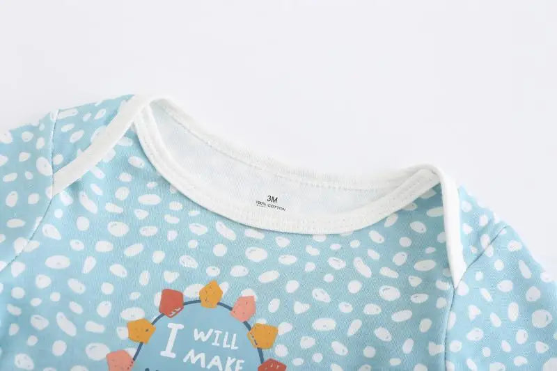 100%Cotton 3Pieces Baby Boy Clothes Newborn Long Sleeve Bodysuit Baby Girls Clothes 0-12M Autumn Print Jumpsuits Spring Cartoon