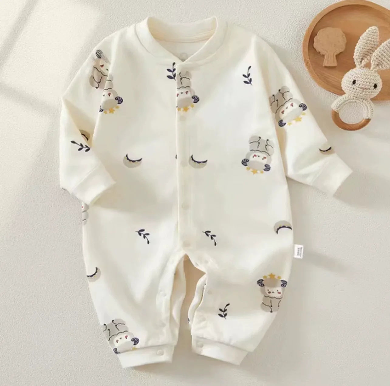 Baby Clothes Bodysuit&One Pieces Boys Girls Newborn Rompers Solid Color 100 Cotton 0-24M Long Sleeve Loungewear Outfit