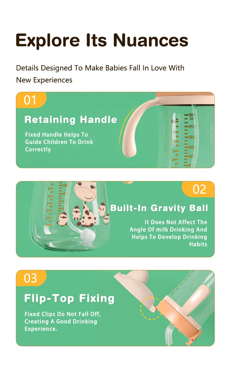 MAMIJOY 300ml Baby Water bottles Baby Feeding Cup With Straw Children Learn Feeding Drinking Bottle Kids Training Cups BPA Free