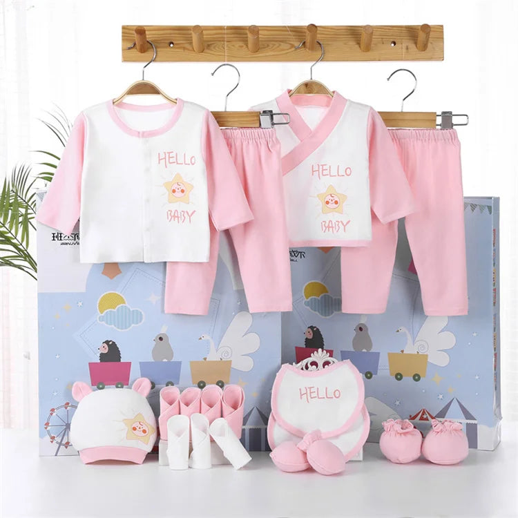 Lawadka 18piece/lot Newborn Baby Clothes For Girls Boys Sets 100% Cotton Infant Spring Autumn Soft Boy Clothing New born Hat Bib