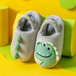 Boys Girls Winter Home Cotton Shoes Cartoon Dinosaur Embroidery Plush Slippers Back Wrap Soft Sole Non-slip Indoor Warm Shoes