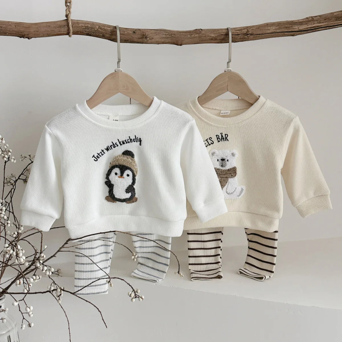 Newborn Girl Clothes Baby Sets Spring Autumn 2Pcs Children Clothing Kids Toddler Outfit Cartoon Bear Sweatshirt Long Pants