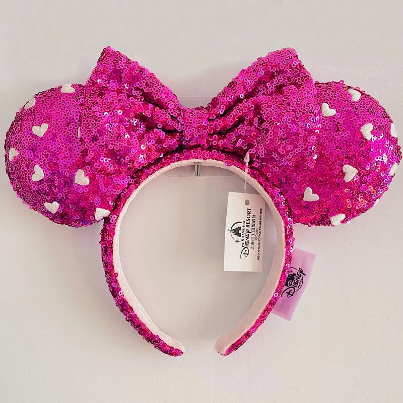 Disney Princess Headband Mickey Ear Rapunzel Snow White Sequin Bow Hair Hoop Gift Girl Accessories Halloween Gift Christmas Jack
