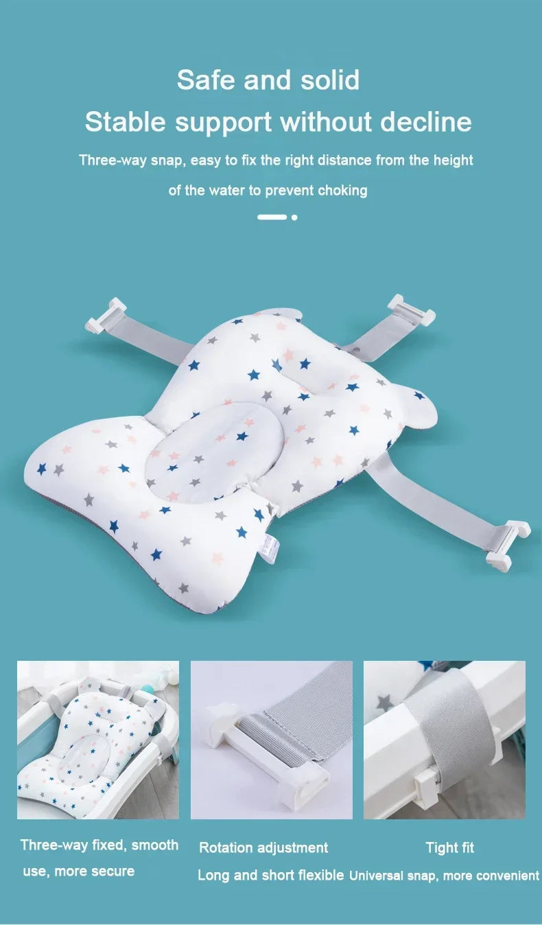 Adjustable Bath Tub Shower Cushion Newborn Support Seat Mat Baby Bath Seat Floating Water Pad Portable Foldable Baby Bathtub Pad