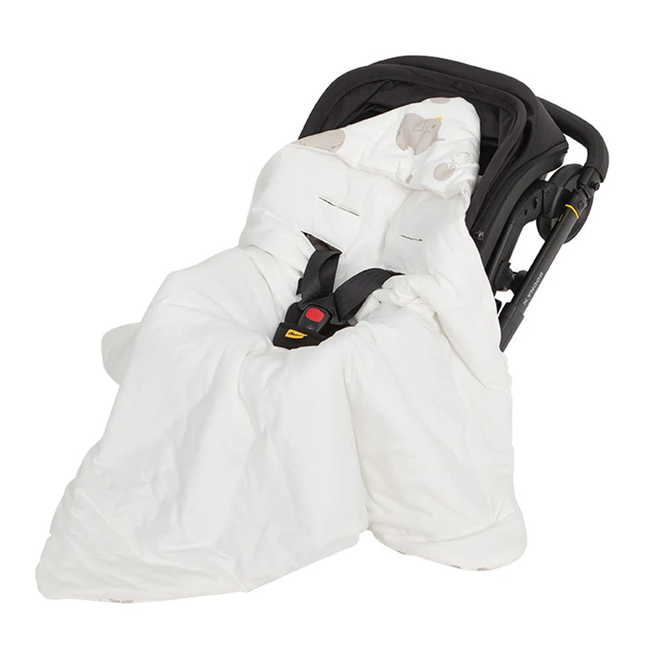 Newborn Baby Blanket With Windproof Hooded In Infant Car Seat Warm For Newborn Hospital Discharge Grey Elephant 0-6 Months