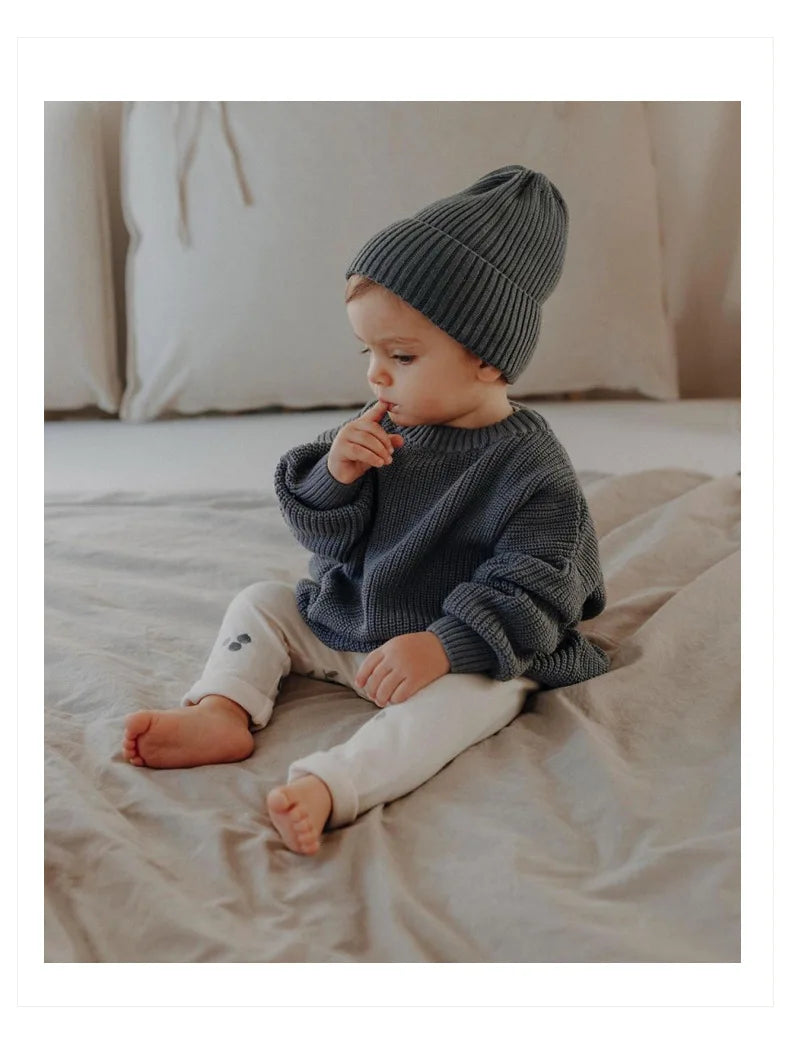 0-6T Newborn Baby Sweater Kid Boy Girl Winter Clothes Warm Thick Knit Pullover Top Infant Long Sleeve Basic Knitwear Outfit