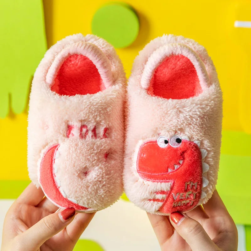 Baby cotton slippers 1-3 years old 2 men autumn/winter indoor anti slip children plush children's cotton shoes bag heel home sho