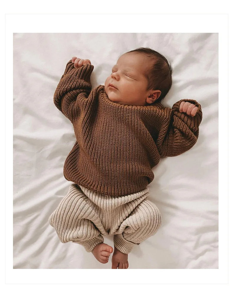 0-6T Newborn Baby Sweater Kid Boy Girl Winter Clothes Warm Thick Knit Pullover Top Infant Long Sleeve Basic Knitwear Outfit