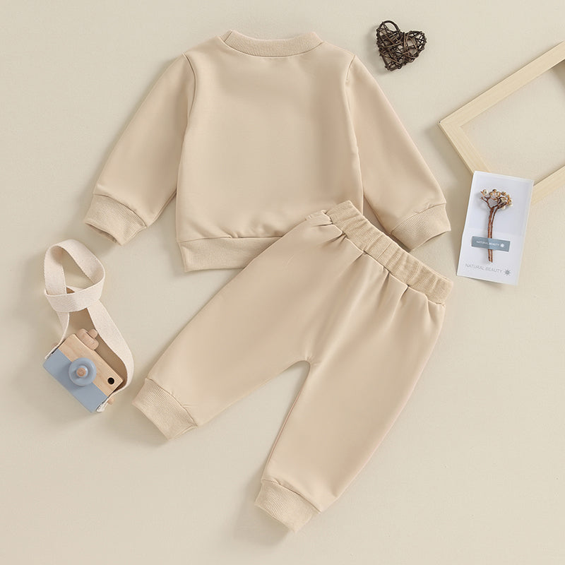 0-3Y Newborn Toddler Baby Boy Fall Winter Outfits Letter Crewneck Sweatshirt Casual Pants Set 2Pcs Clothes