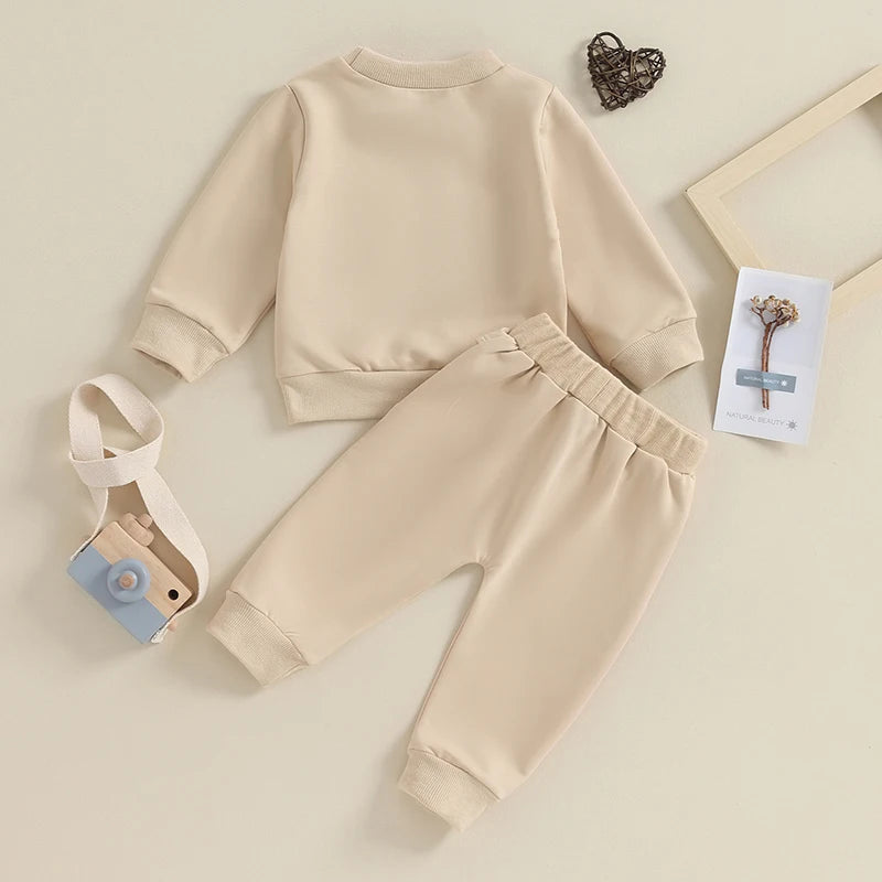 0-3Y Newborn Toddler Baby Boy Fall Winter Outfits Letter Crewneck Sweatshirt Casual Pants Set 2Pcs Clothes