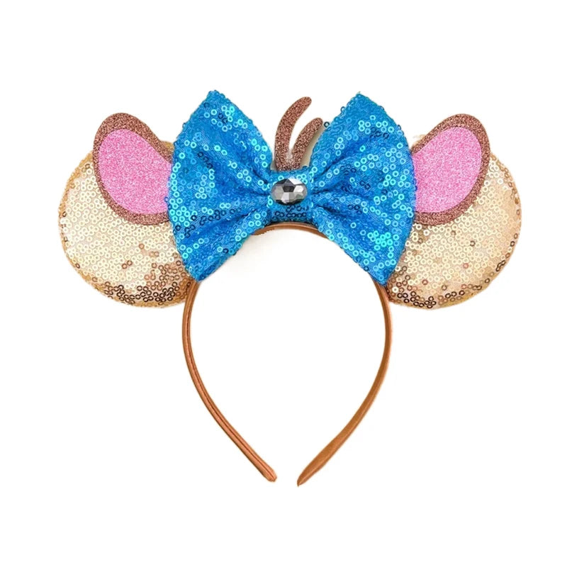 2025 New Style Mickey Minnie Ear Headband Sequin Bows Girl Adult Kids Halloween Party Cosplay Hair Accessories Princess Hairband