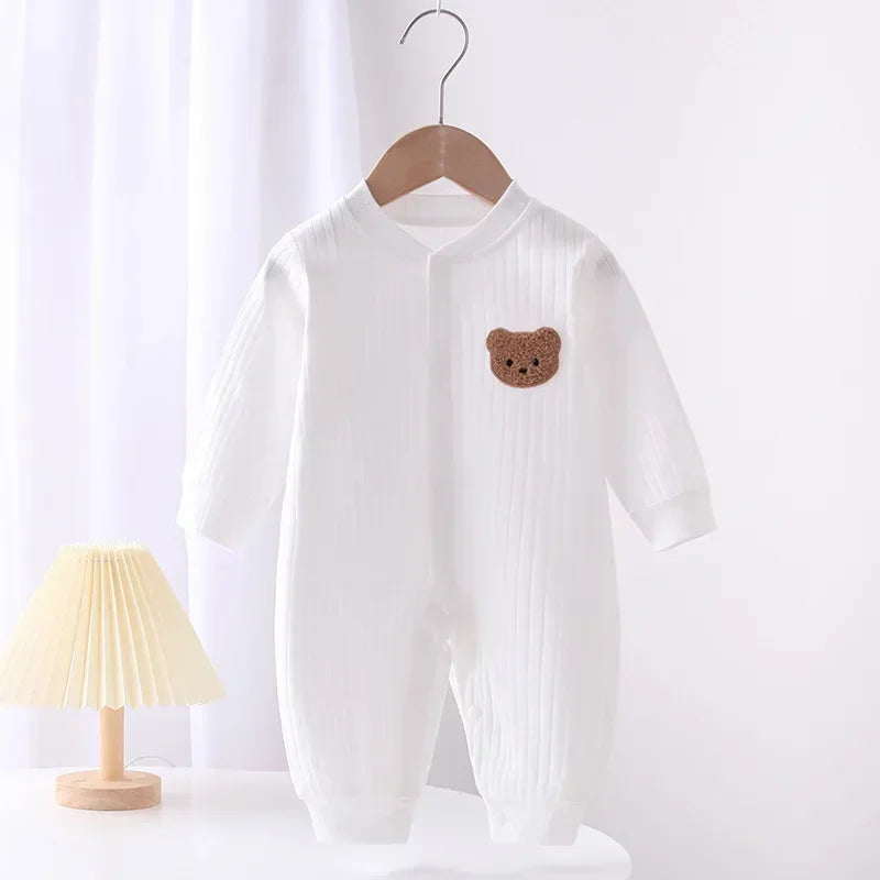 Baby Clothes Bodysuit&One Pieces Boys Girls Newborn Rompers Solid Color 100 Cotton 0-24M Long Sleeve Loungewear Outfit