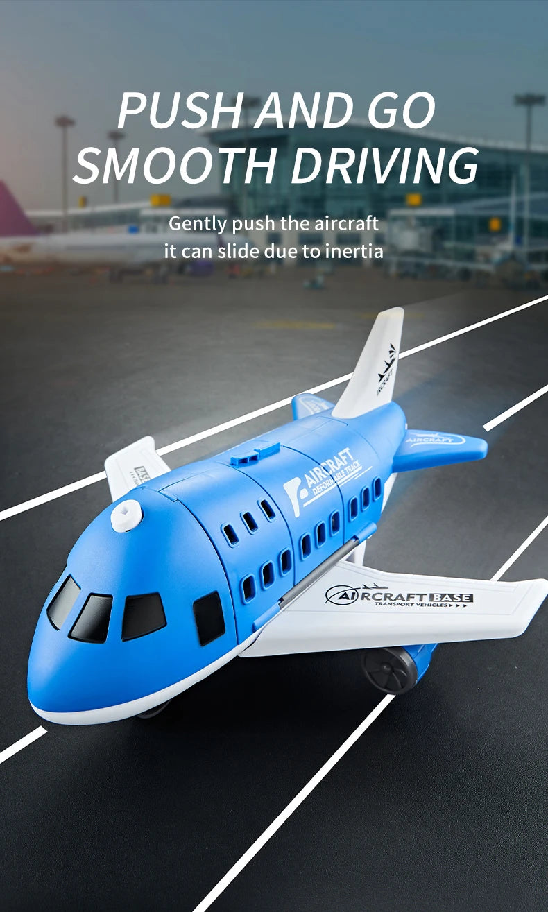 Children's Airplane Car Model Toys Inertial Model Simulation Planes Multifunctional Toys,Random 3 Cars,1 Helicopter,6 Road Signs