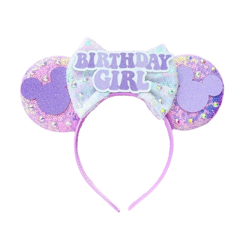 2025 New Style Mickey Minnie Ear Headband Sequin Bows Girl Adult Kids Halloween Party Cosplay Hair Accessories Princess Hairband