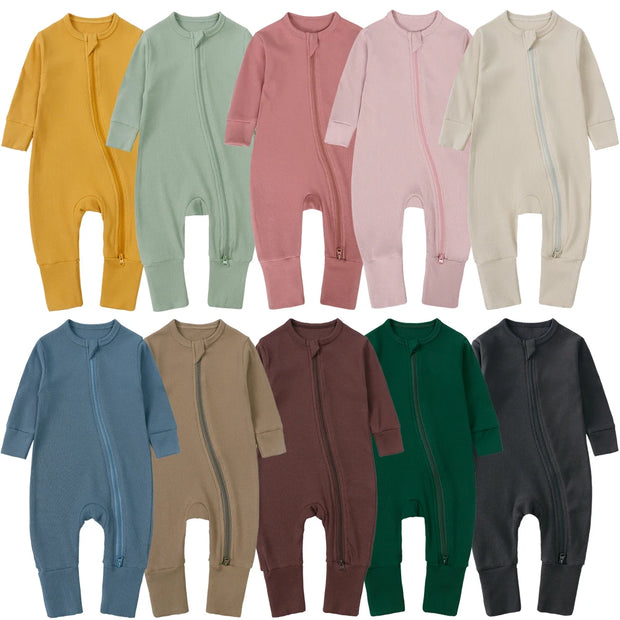 Spring Newborn Baby Boy Romper Thicken Bamboo Infant Clothes Long Sleeve Ribbed Bodysuit Kid Girl Jumpsuit Sleeper Pajamas