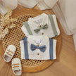 Fashion Summer Baby Boy Clothes Toddler Gentleman Outfits Short Sleeves Romper with Bow Tie Overalls Shorts Set for Formal Wear