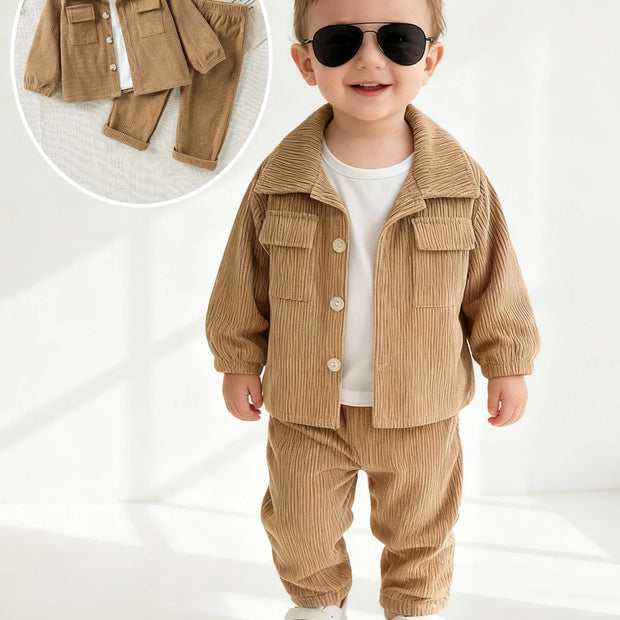 Baby Clothing Solid Set,Autumn Winter New Baby Boy's Long Sleeve Suit Shirt Coat+Pant Cool 3-24M Two-piece ClothesSet
