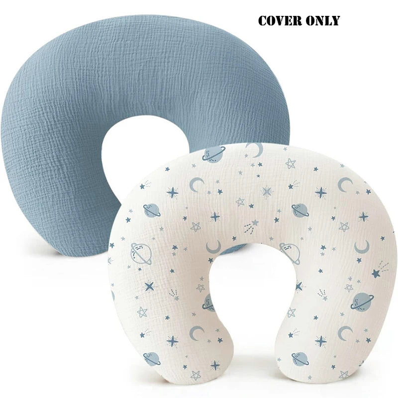 2PCS/set Nursing Pillow Cover for Breastfeeding Pillows Ultra-Soft Muslin Cotton Baby Nursing Pillow Fits Newborn Feeding Pillow